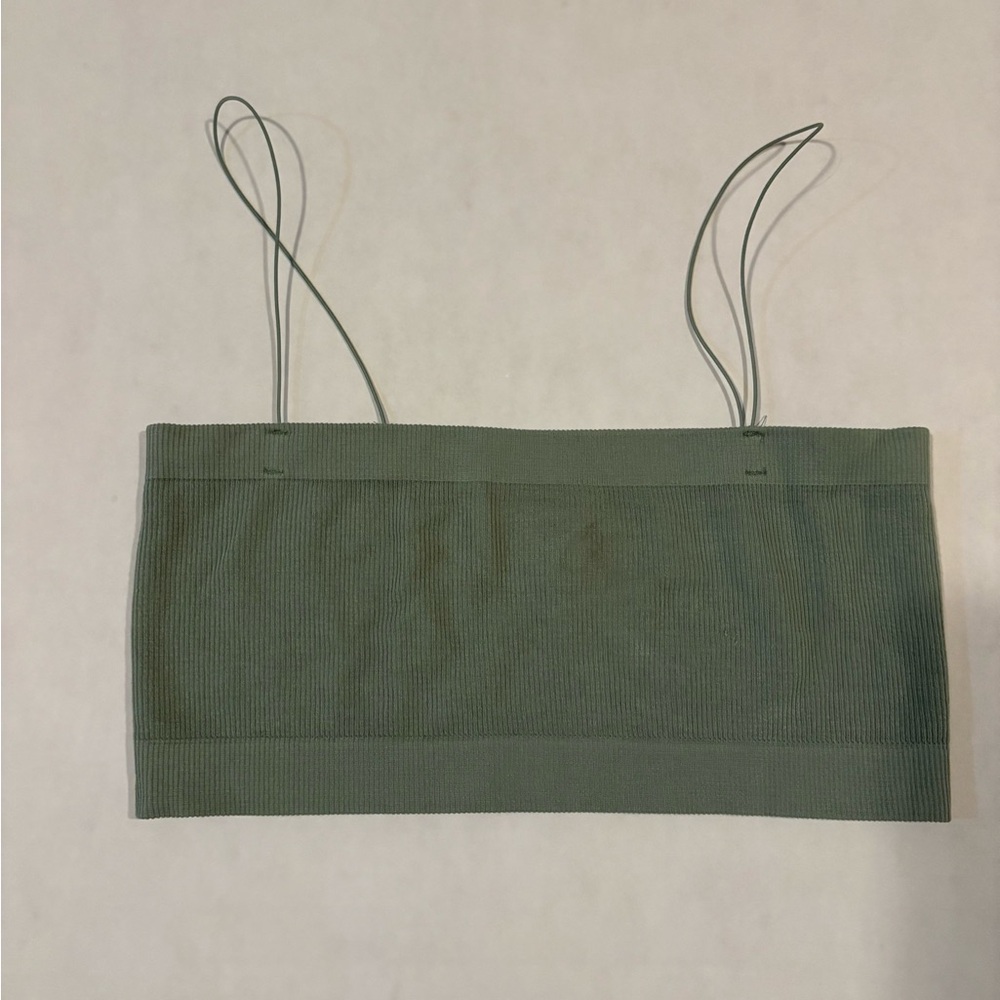 Green Women's Ribbed Crop Top